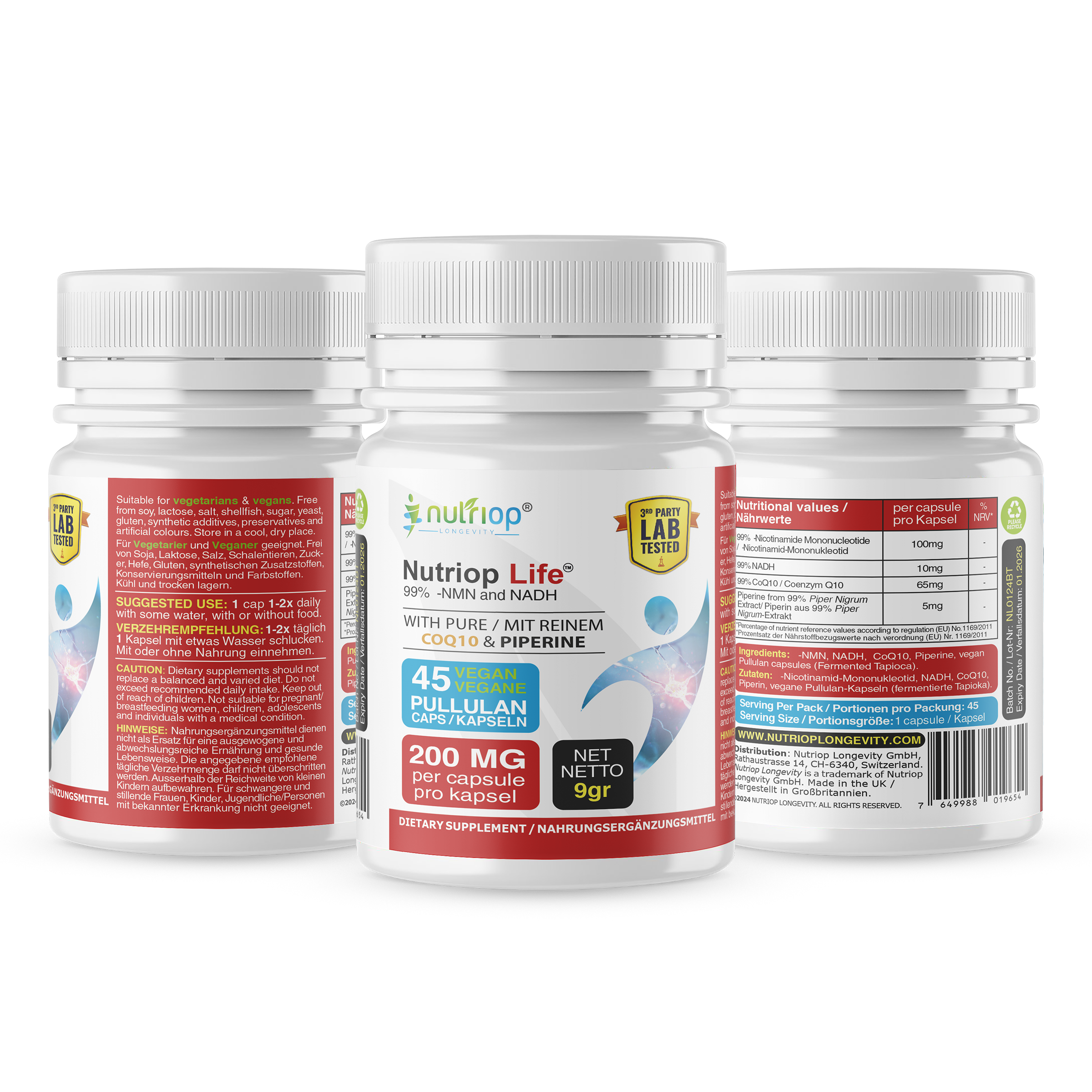 Bio-Enhanced Nutriop Longevity® Life with NADH, NMN and CQ10- Extra Strong - 45 caps-1