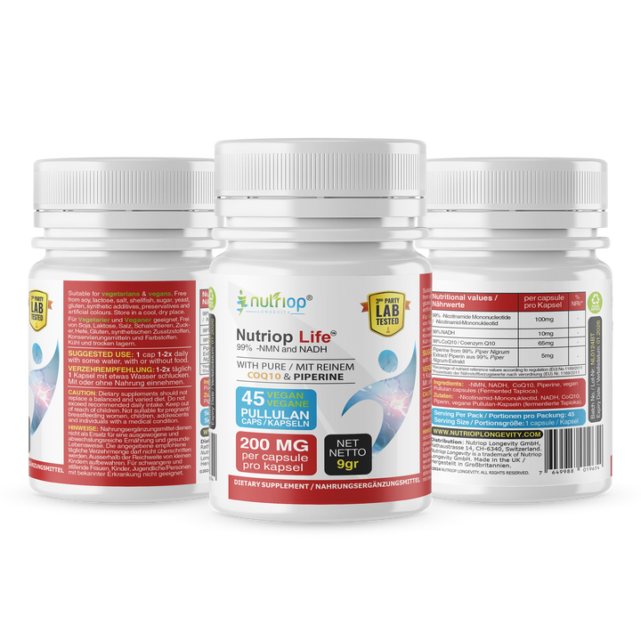 Bio-Enhanced Nutriop Longevity® Life with NADH, NMN and CQ10- Extra Strong - 45 caps-1
