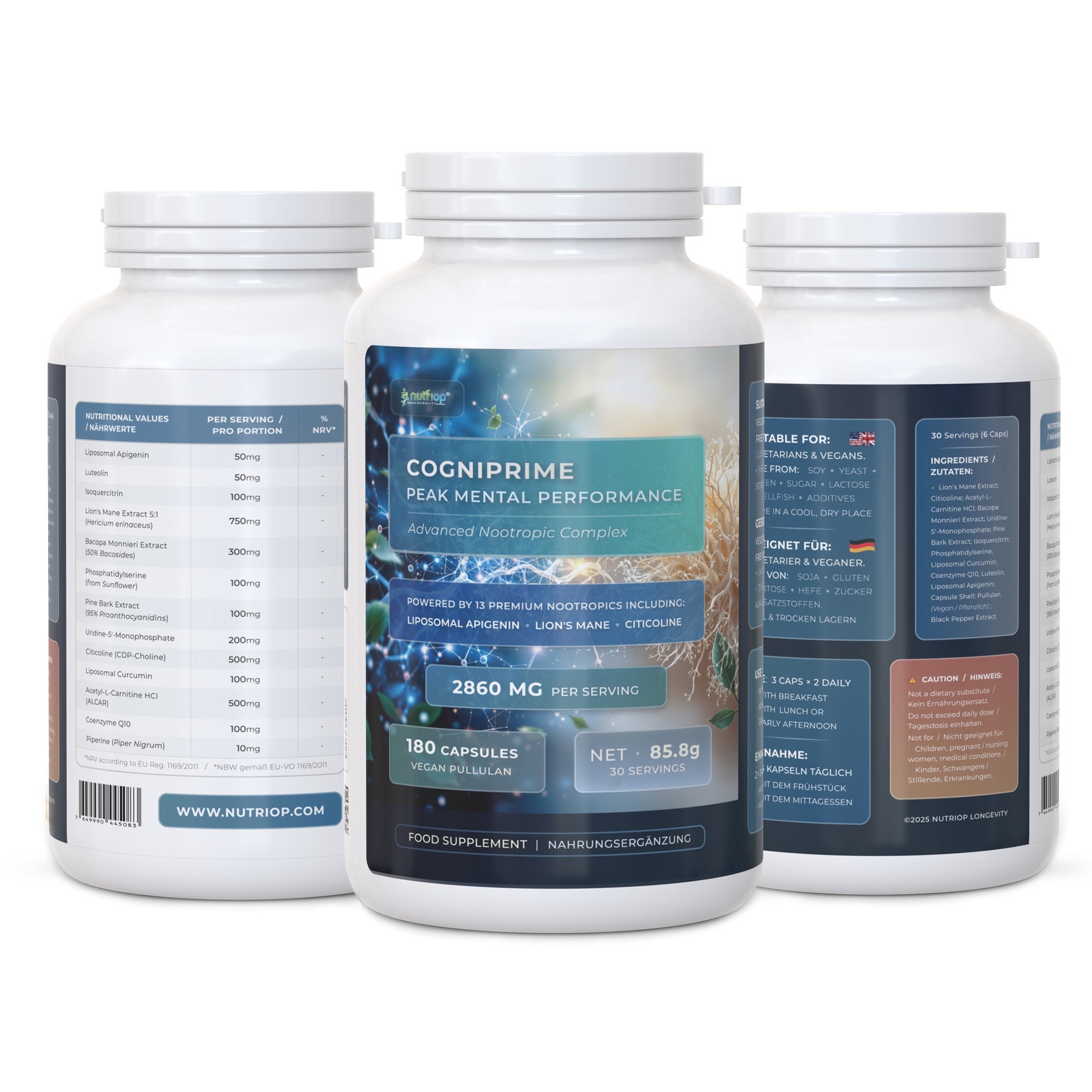 Bio-Enhanced Nutriop Longevity® COGNIPRIME® - 13 Premium Nootropics - 2860mg per serving (x30)-1
