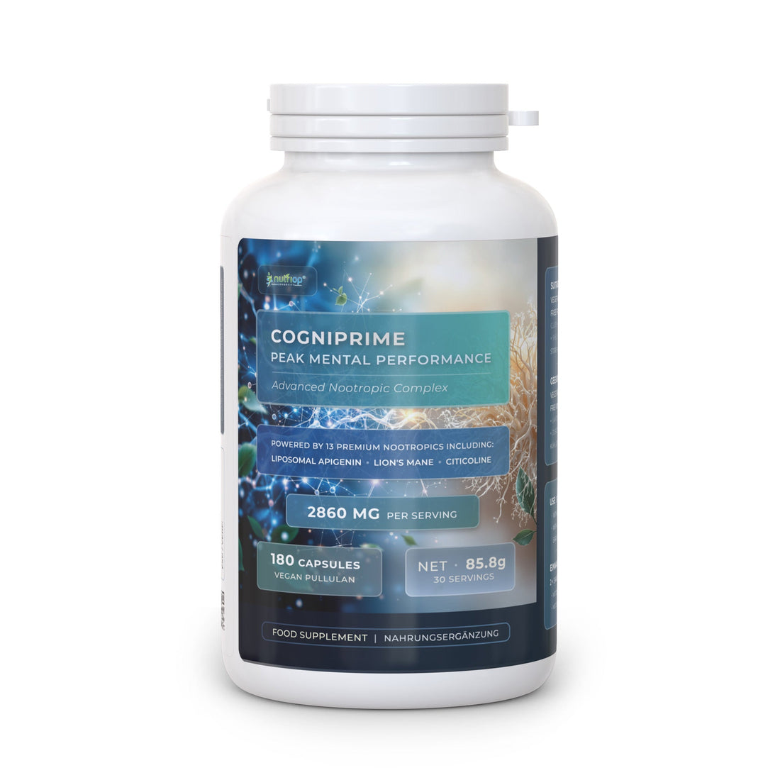 Bio-Enhanced Nutriop Longevity® COGNIPRIME® - 13 Premium Nootropics - 2860mg per serving (x30)-0