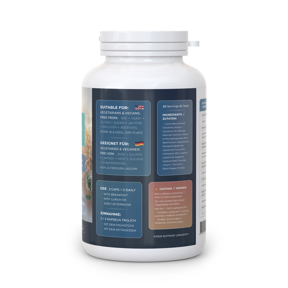 Bio-Enhanced Nutriop Longevity® COGNIPRIME® - 13 Premium Nootropics - 2860mg per serving (x30)-2
