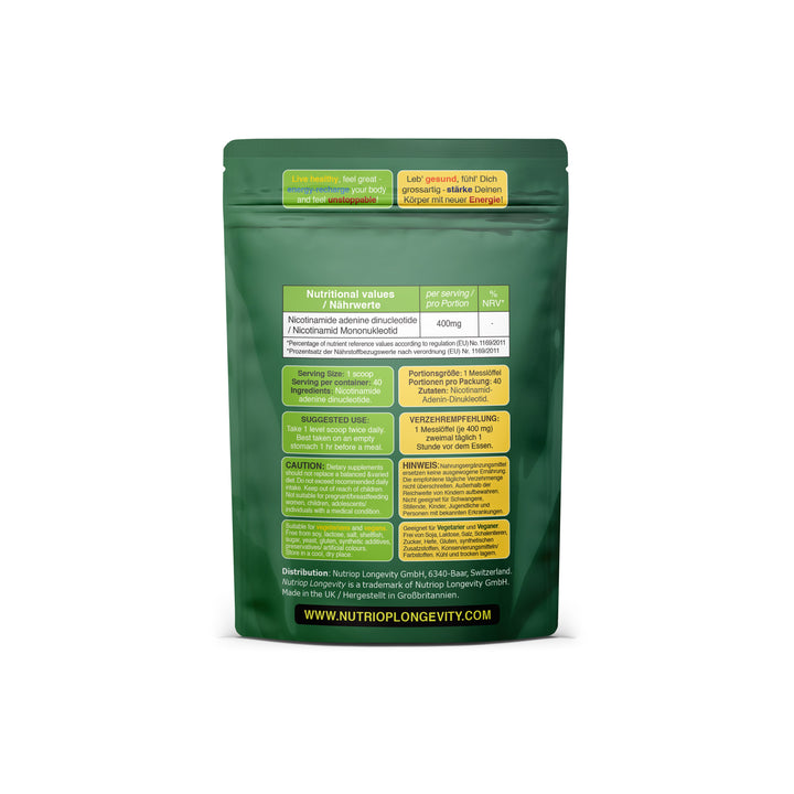 Nutriop Longevity® PURE-NAD+, Nicotinamide Adenine Dinucleotide - Extreme Potency sublingual powder -16 grams-4
