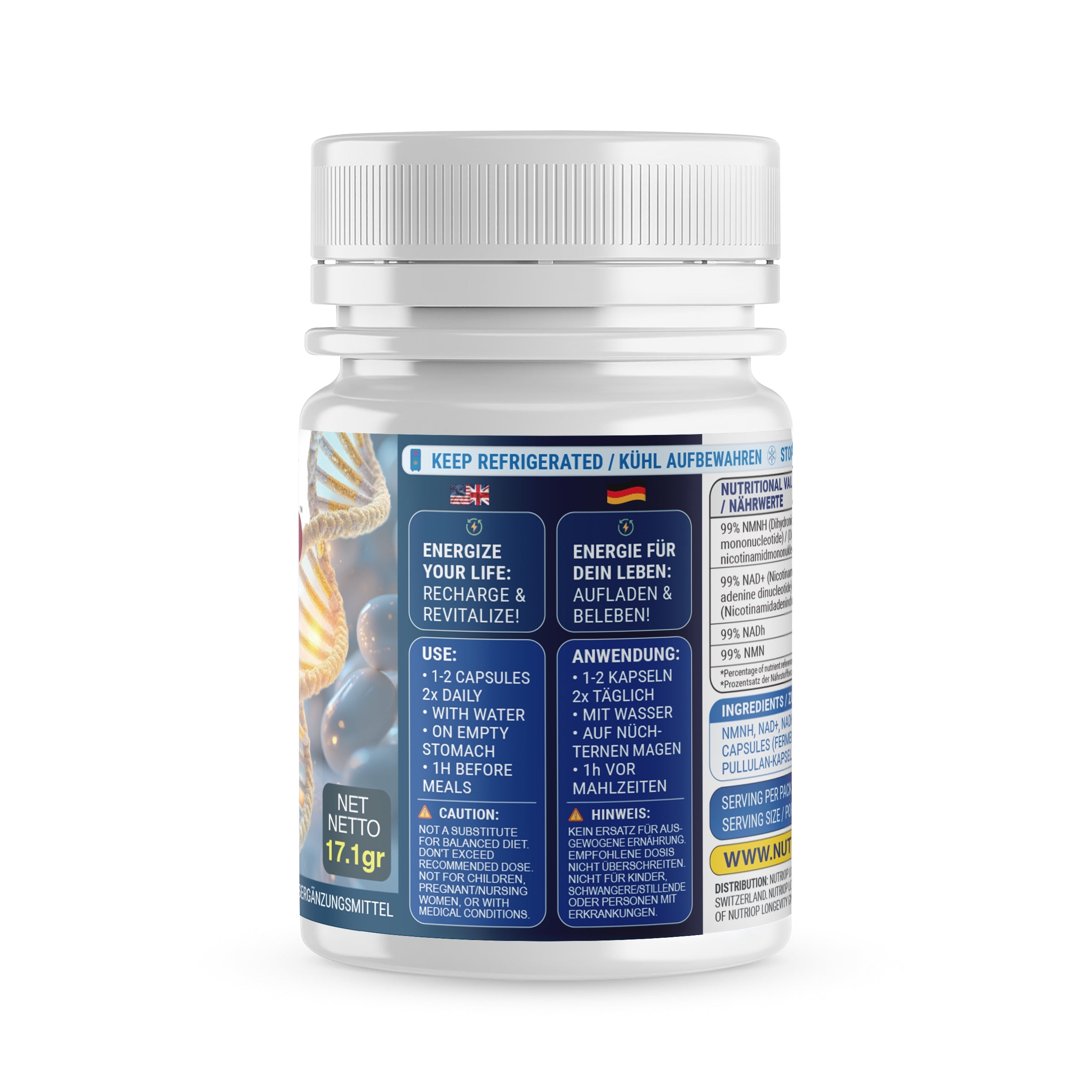 Nutriop Longevity® Vitality-X™ Ultra Pure-NMNH Max-Strength NAD+ Formula | 380mg x 45 Longevity Capsules | 17.10g-2